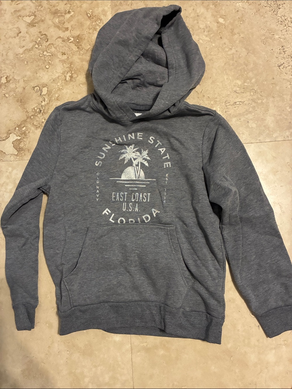 Old Navy Heather Gray Hooded Sweatshirt with FL graphic